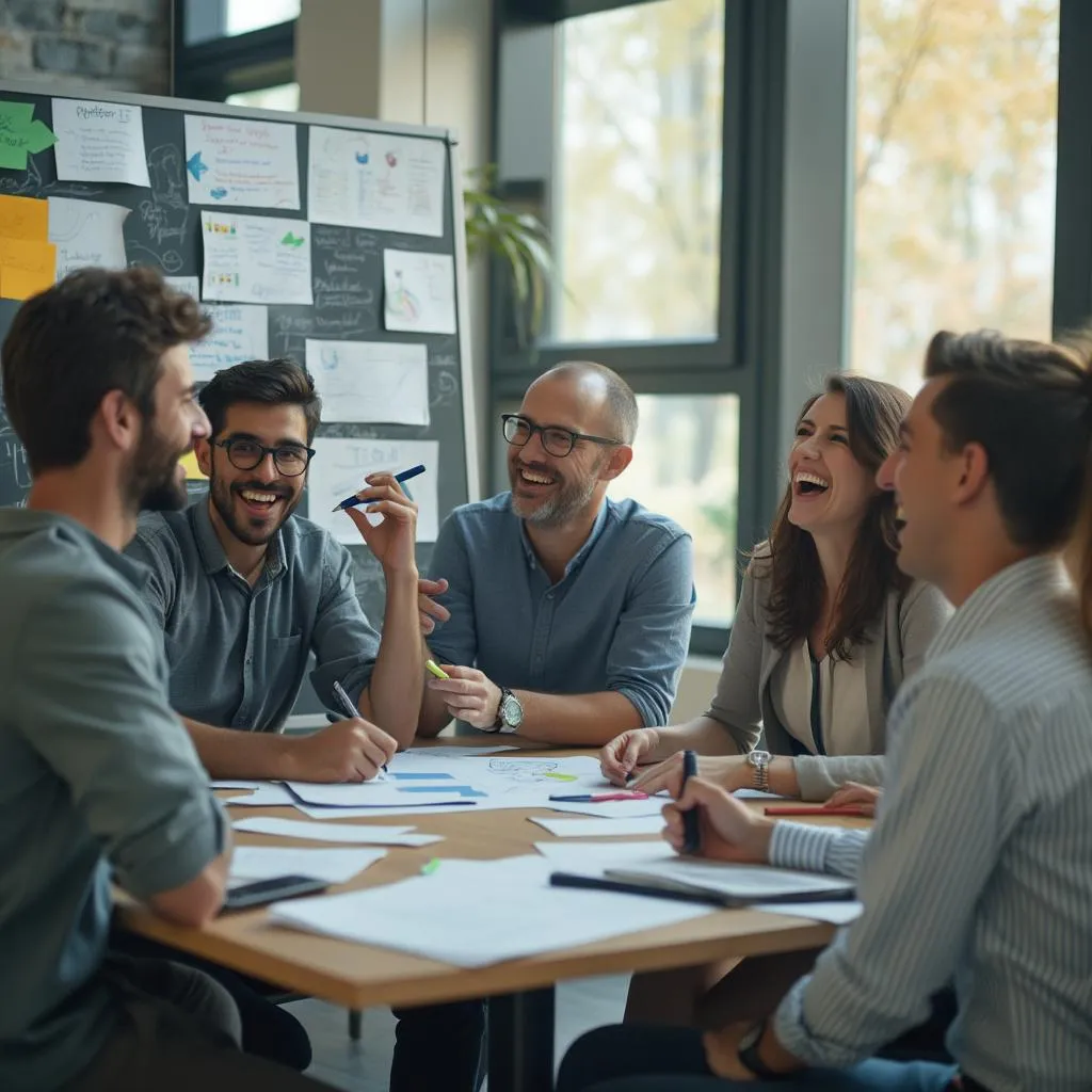 Equipo de ConsultoríaGlobal en una sesión de brainstorming