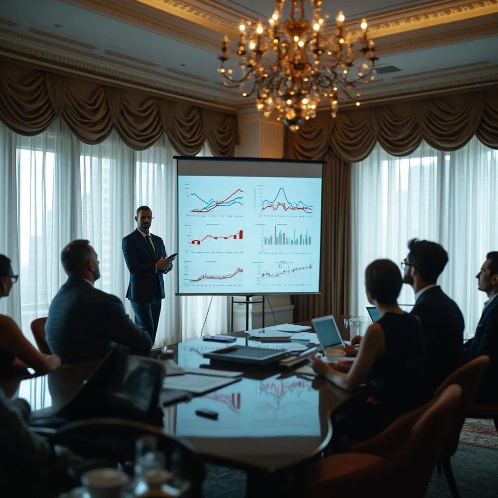 Consultor presentando estrategias a un cliente